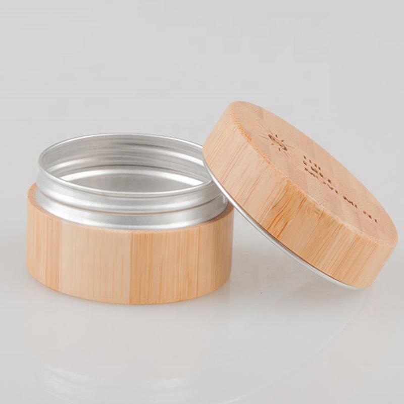 5 g, 15 g, 30 g, 50 g, 100 g, Kosmetikverpackung, Zylinderform, Bambus-Holz-Gesichtscremeflasche mit innerem Aluminiumglas 5 g, 15 g, 30 g, 50 g, 100 g, Kosmetikverpackung, Zylinderform, Bambus-Holz-Gesichtscremeflasche mit innerem Aluminiumglas