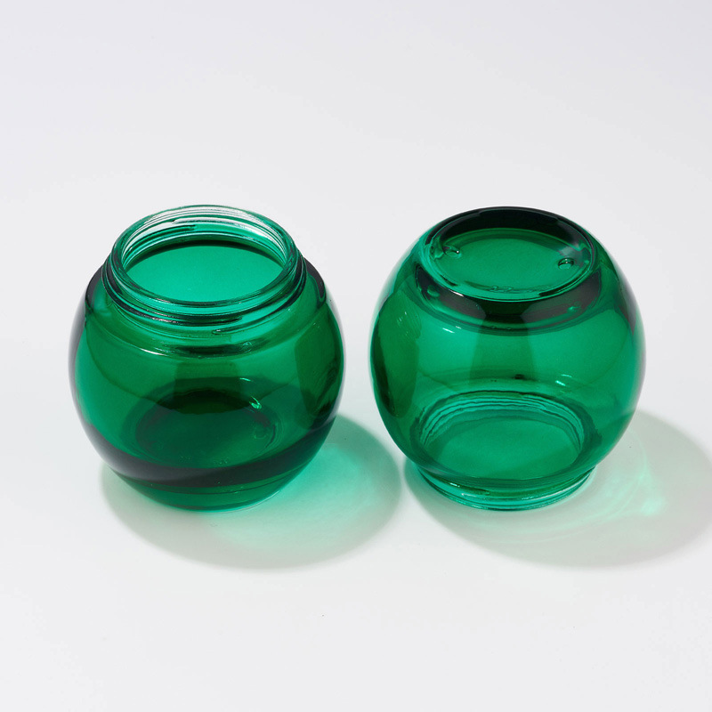 Grünes, transparentes Glas-Kosmetikglas, leeres Glas für Körperlotion Grünes, transparentes Glas-Kosmetikglas, leeres Glas für Körperlotion