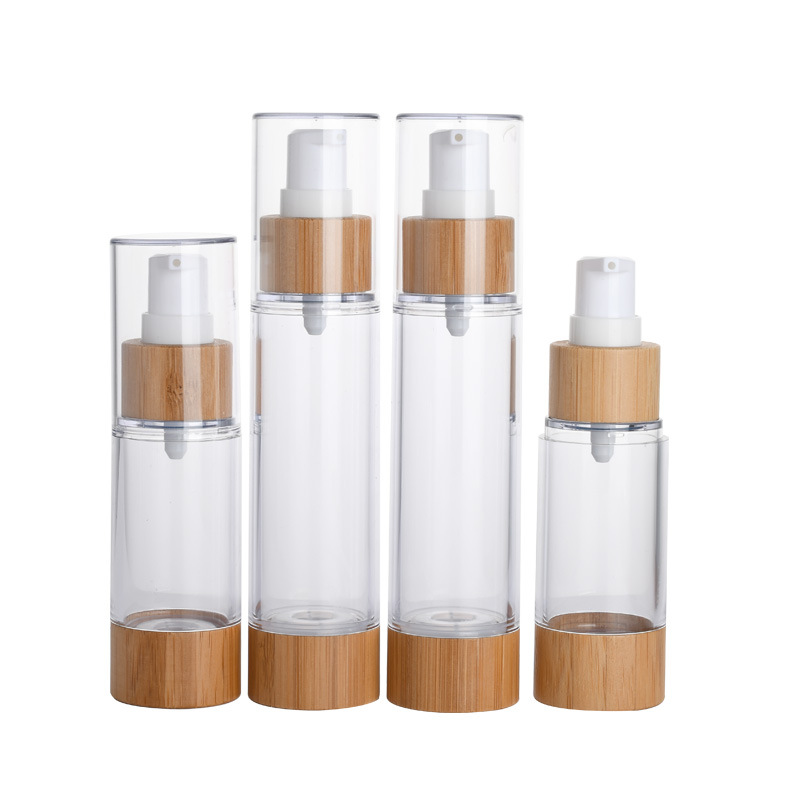 Recycelbare Lotion 50 ml Bambus-Airless-Flasche für kosmetische Bambus-Airless-Pumpflasche Recycelbare Lotion 50 ml Bambus-Airless-Flasche für kosmetische Bambus-Airless-Pumpflasche