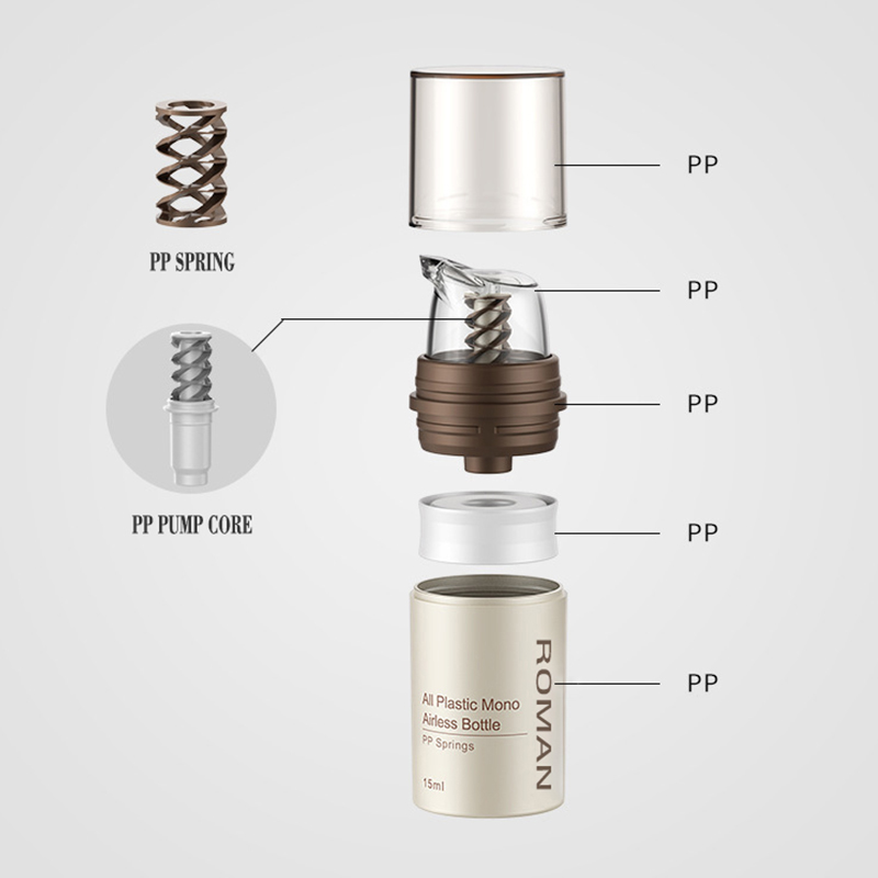 Braune Kunststoff-Airless-Kosmetikcreme-Pumpflasche, Hautpflege-Spender, Make-up-Behälter für Creme-Gel-Lotion Braune Kunststoff-Airless-Kosmetikcreme-Pumpflasche, Hautpflege-Spender, Make-up-Behälter für Creme-Gel-Lotion