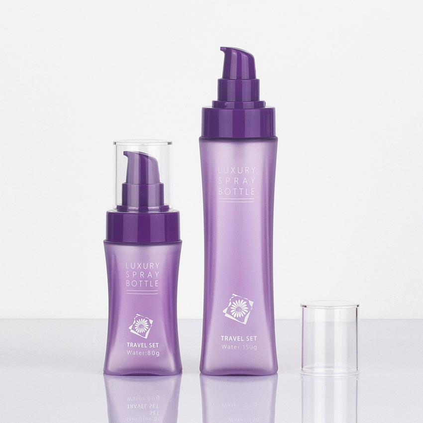 80 ml, 120 ml, 150 ml, 200 ml, Taillenförmige Haustier-Reiseflasche aus Kunststoff, explosives Design für Lotionen, Toner, Wasser, kleine praktische Sprühflasche