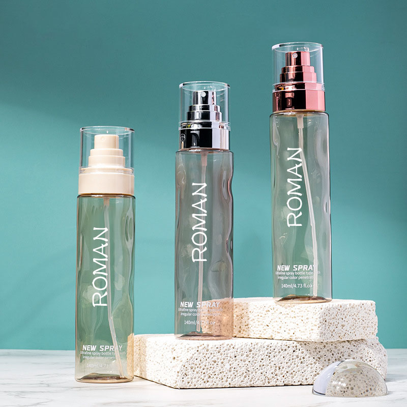 Klare runde kosmetische Kunststoff-Spray-Toner-Flaschen, leer, 100 ml, 120 ml Foundation-Körperlotion mit Gold-Silber-Serum-Pumpflasche Klare runde kosmetische Kunststoff-Spray-Toner-Flaschen, leer, 100 ml, 120 ml Foundation-Körperlotion mit Gold-Silber-Serum-Pumpflasche