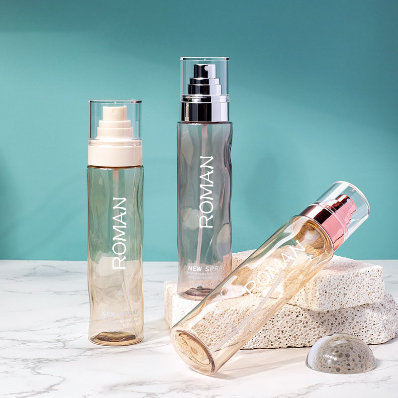 Klare runde kosmetische Kunststoff-Spray-Toner-Flaschen, leer, 100 ml, 120 ml Foundation-Körperlotion mit Gold-Silber-Serum-Pumpflasche Klare runde kosmetische Kunststoff-Spray-Toner-Flaschen, leer, 100 ml, 120 ml Foundation-Körperlotion mit Gold-Silber-Serum-Pumpflasche