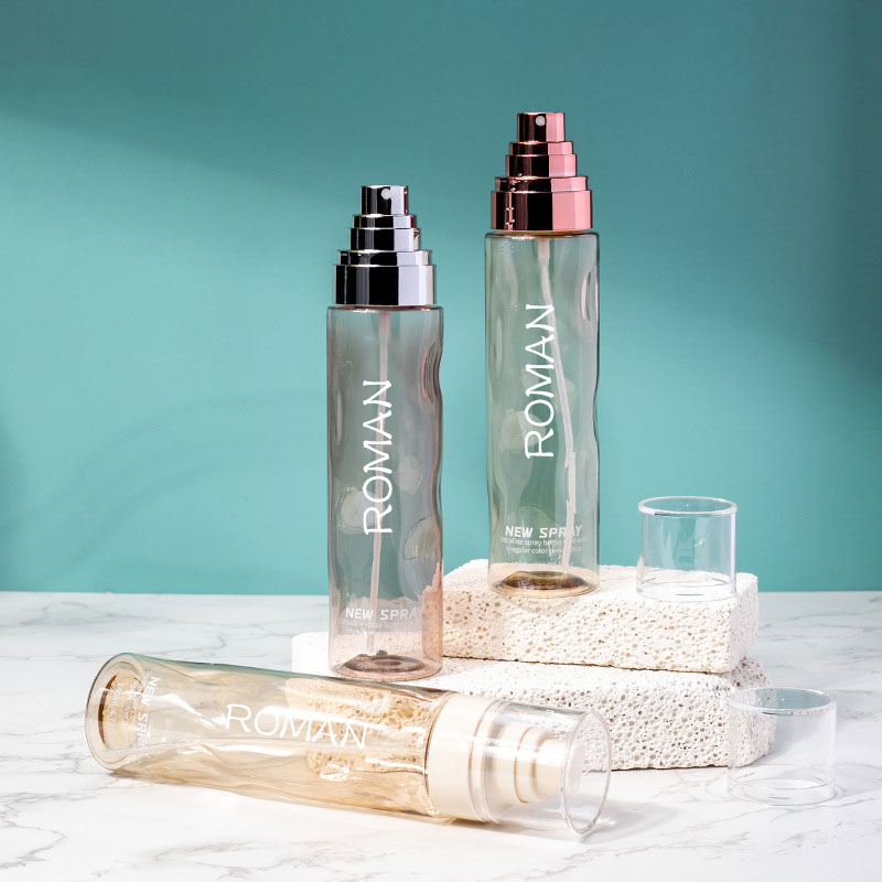 Klare runde kosmetische Kunststoff-Spray-Toner-Flaschen, leer, 100 ml, 120 ml Foundation-Körperlotion mit Gold-Silber-Serum-Pumpflasche Klare runde kosmetische Kunststoff-Spray-Toner-Flaschen, leer, 100 ml, 120 ml Foundation-Körperlotion mit Gold-Silber-Serum-Pumpflasche