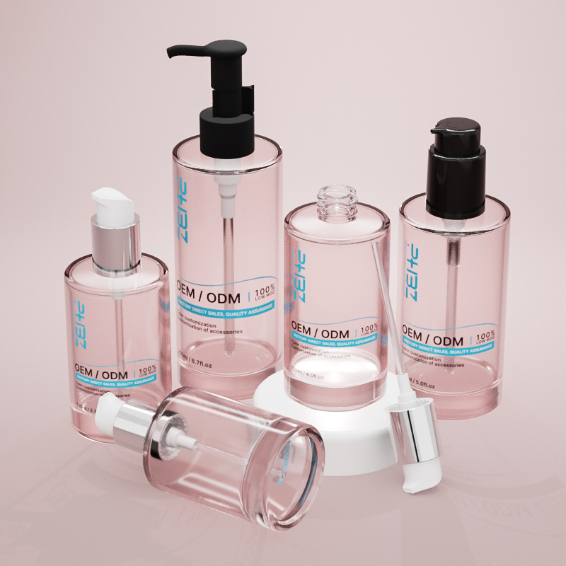 Kosmetische Serumflasche aus Glas mit mehreren Kapazitäten und dickem Boden Kosmetische Serumflasche aus Glas mit mehreren Kapazitäten und dickem Boden