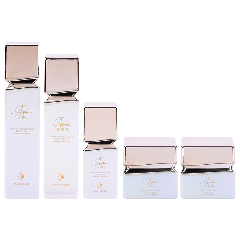 Quadratisches Cremetiegel aus Glas mit schillerndem Effekt für Gesichtscreme und Augencreme Quadratisches Cremetiegel aus Glas mit schillerndem Effekt für Gesichtscreme und Augencreme