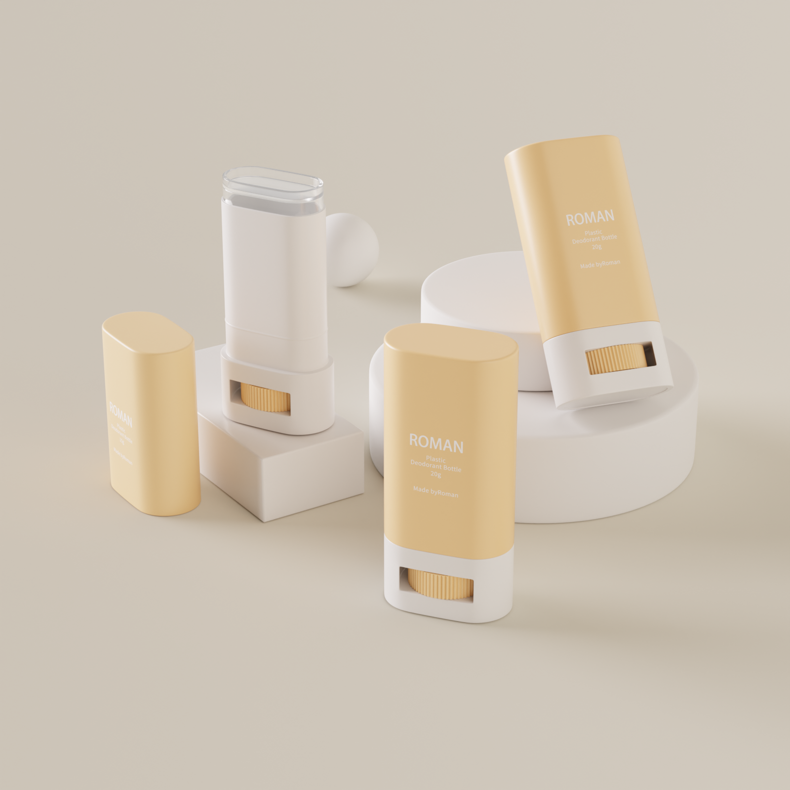 Taillenförmiger OEM-ODM-Top-Filling-Verpackungsfarbleerer, aufdrehbarer, durchsichtiger, fester Deodorant-Behälter aus Kunststoff