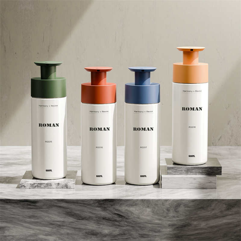 200 ml, 300 ml, 400 ml, 600 ml runde Pumpflaschen aus PET-Kunststoff für Shampoo, Körperwaschlotion, flüssige Handseife, Duschgel-Verpackung