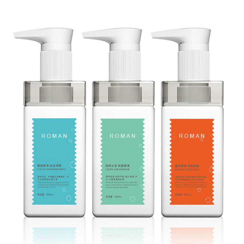 500 ml 750 ml Luxus-leere kosmetische quadratische Schulter-Plastikhotel-Lotion-Shampoo-Pumpflasche und Spülung mit Handwaschseifenspender 500 ml 750 ml Luxus-leere kosmetische quadratische Schulter-Plastikhotel-Lotion-Shampoo-Pumpflasche und Spülung mit Handwaschseifenspender