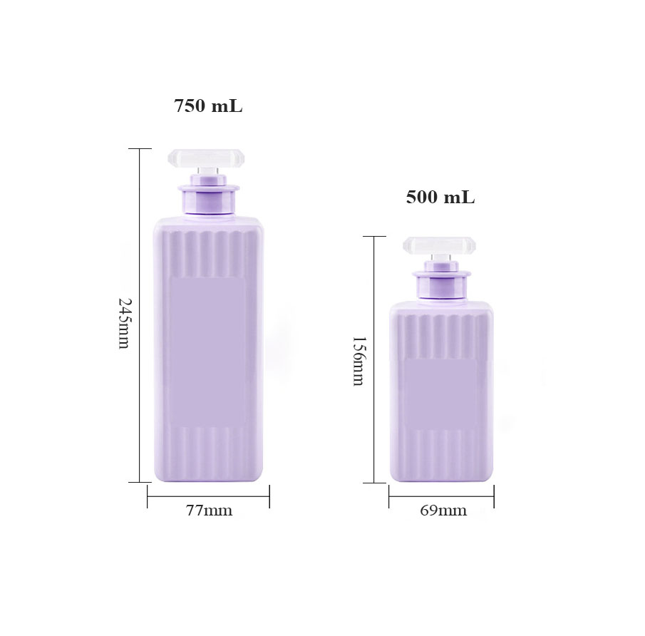 500 ml 750 ml quadratische Kunststoff-Pumpflasche für Haustierlotion mit streifenförmiger Oberfläche für Haaröl, Shampoo und Spülung, Kosmetikbehälter 500 ml 750 ml quadratische Kunststoff-Pumpflasche für Haustierlotion mit streifenförmiger Oberfläche für Haaröl, Shampoo und Spülung, Kosmetikbehälter