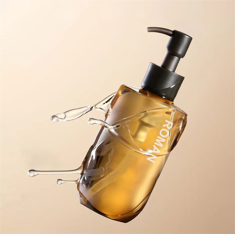 Luxuriöse 150 200 ml 300 ml 500 ml gefrostete Kunststoff-Lotion-Pumpflasche, kosmetische Körperwaschöl-Reinigungsflasche, grauer Spender mit langer Düse Luxuriöse 150 200 ml 300 ml 500 ml gefrostete Kunststoff-Lotion-Pumpflasche, kosmetische Körperwaschöl-Reinigungsflasche, grauer Spender mit langer Düse