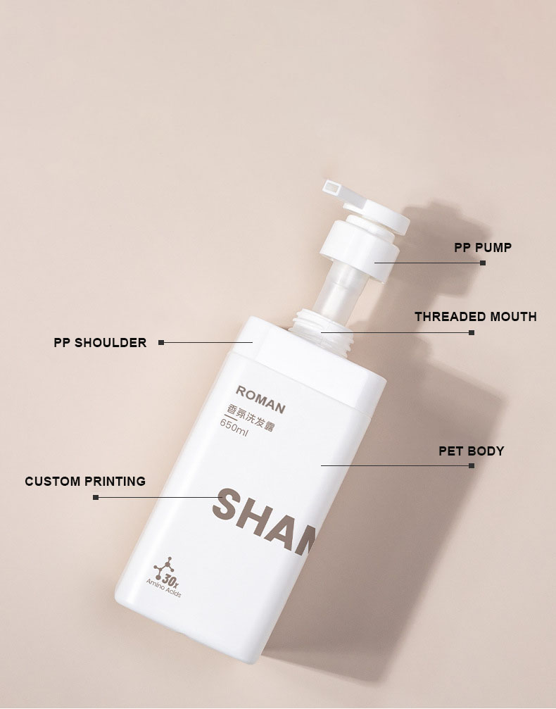 Neues Design Private Logo Mattweiß 650 ml quadratische leere HDPE-Kunststoff-Waschmittelflüssigkeitsflasche 1 l für Shampoo-Duschgel Neues Design Private Logo Mattweiß 650 ml quadratische leere HDPE-Kunststoff-Waschmittelflüssigkeitsflasche 1 l für Shampoo-Duschgel