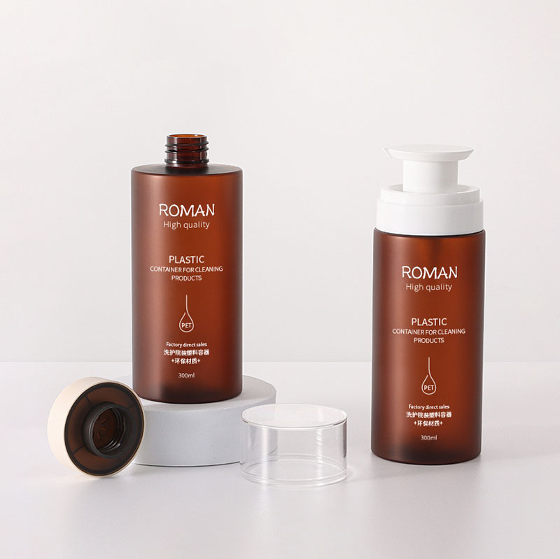 Plastikflaschen mit Pumpspender, auslaufsicher, großer, leerer, transparenter, bernsteinfarbener Zylinder, nachfüllbar für Shampoo, Haarspülung, Lotion, Öle