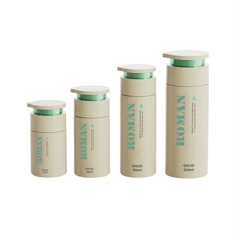 Runde, flache Schulter-Hautpflegecreme-Flasche, 150 ml, 200 ml, 300 ml, 500 ml, Baby-Lotion, Spülung, Verpackung, Shampoo und Duschgel, Handcreme-Flaschen