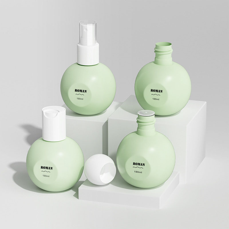 180 ml PE kugelförmige leere Flaschen, neues Design, nachfüllbare Kunststoff-Lotion-Pumpflasche für Creme-Shampoo, Parfüm, Kosmetikverpackungen
