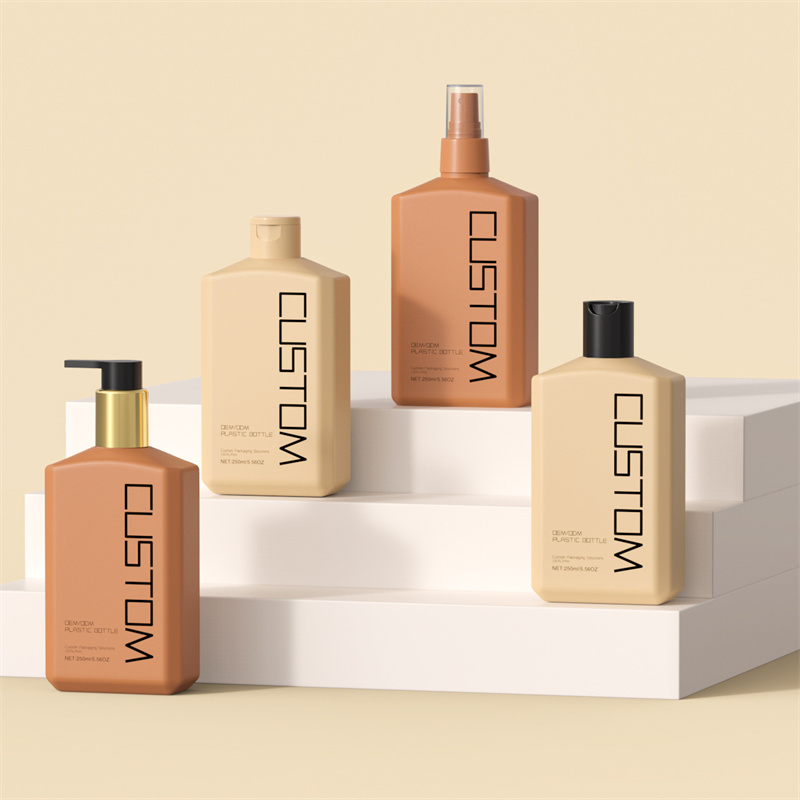 250 ml 10 oz mattierte, flache, schräge Schulter-Hand-Körperlotion-Pumpflaschen, Hautpflege, Baby-Shampoo, Duschgels-Flasche