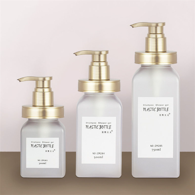 300 ml, 500 ml, 700 ml Luxus-Kosmetikverpackung, mattierte weiche Oberfläche, Touch-Squeeze-Körperlotion, Wasch-Hotel-Shampoo-Flaschen mit goldener Rosenpumpe 300 ml, 500 ml, 700 ml Luxus-Kosmetikverpackung, mattierte weiche Oberfläche, Touch-Squeeze-Körperlotion, Wasch-Hotel-Shampoo-Flaschen mit goldener Rosenpumpe