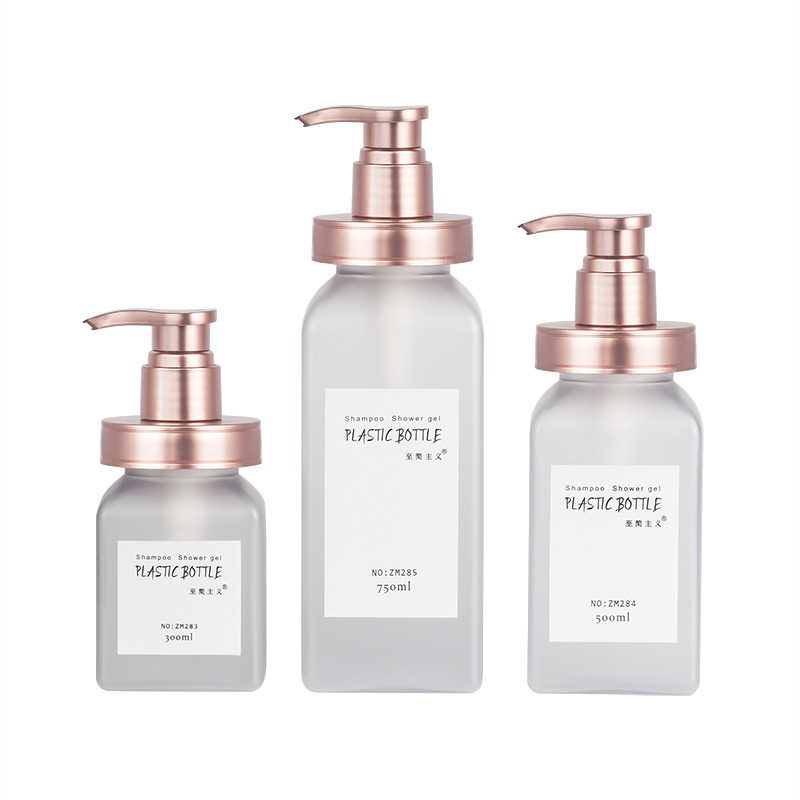 300 ml, 500 ml, 700 ml Luxus-Kosmetikverpackung, mattierte weiche Oberfläche, Touch-Squeeze-Körperlotion, Wasch-Hotel-Shampoo-Flaschen mit goldener Rosenpumpe 300 ml, 500 ml, 700 ml Luxus-Kosmetikverpackung, mattierte weiche Oberfläche, Touch-Squeeze-Körperlotion, Wasch-Hotel-Shampoo-Flaschen mit goldener Rosenpumpe