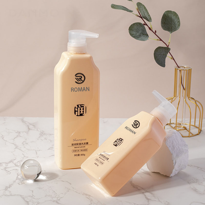 500 ml 800 ml Gelbe Kunststoff-Körpermilchlotionspumpe PET-Kunststoff-Kosmetik-Soft-Touch-Shampoo-Quetschflasche