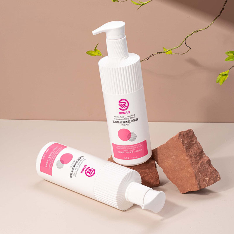 Heiße weiß gestreifte HDPE-Kunststoffflasche mit gewellter Düse, 500 ml, 700 ml, Shampoo, Duschgel, Lotion mit Pumpverschluss, Vietnam Heiße weiß gestreifte HDPE-Kunststoffflasche mit gewellter Düse, 500 ml, 700 ml, Shampoo, Duschgel, Lotion mit Pumpverschluss, Vietnam