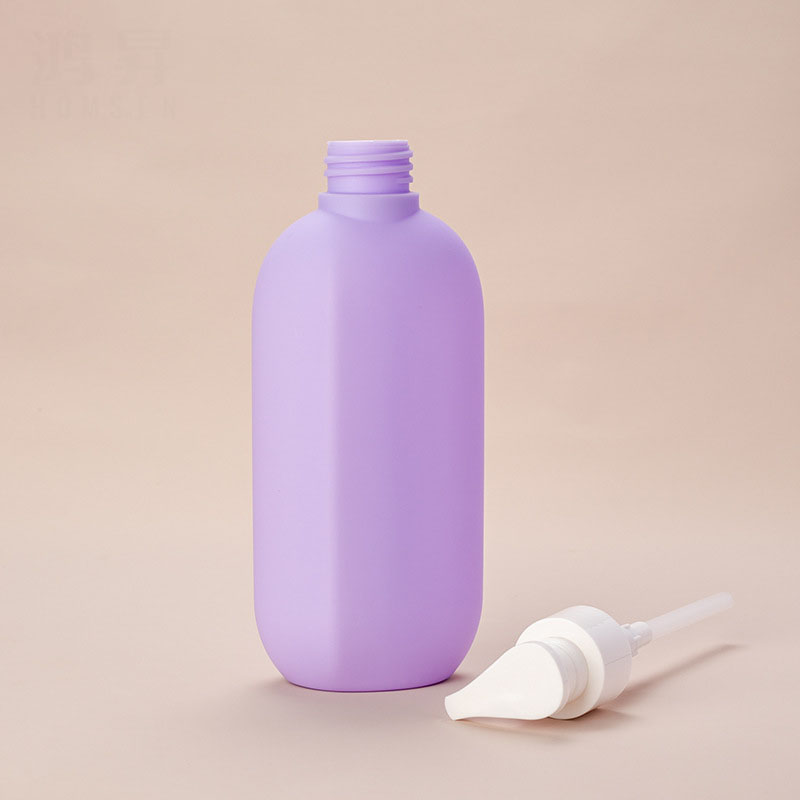 Lila 300 ml flache HDPE-Körperlotion-Kunststoffflaschen mit Pumpverschluss, Duschgelflaschen, Kosmetikverpackungsbehälter Lila 300 ml flache HDPE-Körperlotion-Kunststoffflaschen mit Pumpverschluss, Duschgelflaschen, Kosmetikverpackungsbehälter