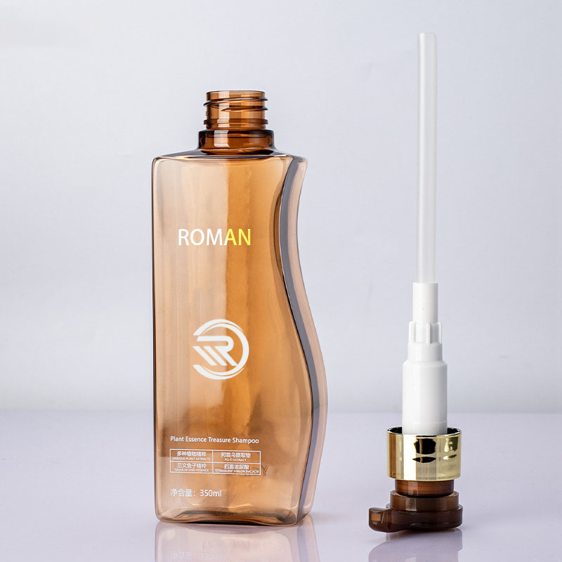 Zuverlässige 350 ml 500 ml kurvenförmige, bernsteinfarbene, leere PET-Körperlotionsflasche aus Kunststoff mit Pumpe für die Verwendung von Haarpflege, Shampoo, Spülung oder Gesichtscreme Zuverlässige 350 ml 500 ml kurvenförmige, bernsteinfarbene, leere PET-Körperlotionsflasche aus Kunststoff mit Pumpe für die Verwendung von Haarpflege, Shampoo, Spülung oder Gesichtscreme