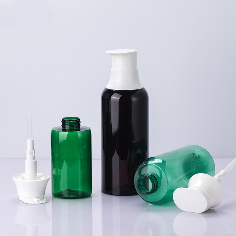 Einzigartige grüne 300 ml 500 ml 650 ml PET New Shape Body Lotion Cream Leere Flasche Runde Schulter-Shampoo-Flasche mit Pumpverschluss für die Hautpflege Einzigartige grüne 300 ml 500 ml 650 ml PET New Shape Body Lotion Cream Leere Flasche Runde Schulter-Shampoo-Flasche mit Pumpverschluss für die Hautpflege